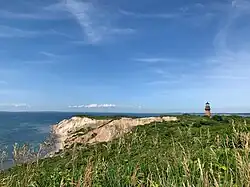 The Clay Cliffs of Aquinnah and the Gay Head Lighthouse on the western end of Martha's Vineyard.