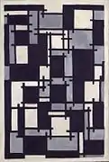 Theo van Doesburg, 1918, Compositie X, oil on canvas, 64 x 43&nbsp;cm, Musée National d'Art Moderne, Paris. Theo van Doesburg (1921) Classique-Baroque-Moderne, Anvers: De Sikkel, Paris: Léonce Rosenberg