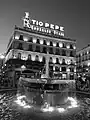 Tio Pepe Neon Advertisement ' Puerta Del Sol ' Madrid, Spain ' photographed at Sunset in black and white.