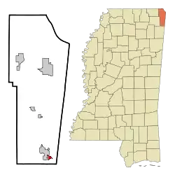 Location of Golden, Mississippi