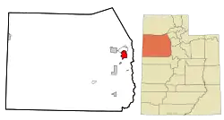 Location in Tooele County and the state of Utah