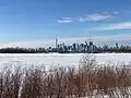 The Leslie Spit in winter looking towards downtown Toronto.