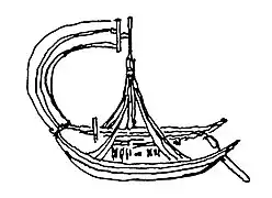 Tracing of a ship on a mirror in the Shaanxi museum (>9th or >12th century CE).