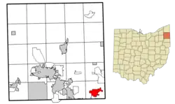 Location of Hubbard in Trumbull County and in the state of Ohio