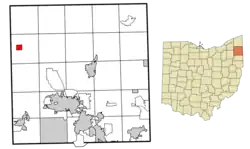 Location of West Farmington in Trumbull County within the state of Ohio