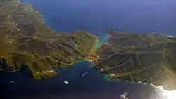 View of Two Harbors from the north at 16,000 feet in 2015.