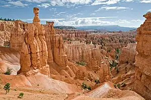Tall pink-colored rock formations