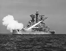 USS&nbsp;Little Rock fires a Talos, 4 May 1961.