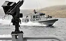 34-foot Sea Ark Dauntless tactical craft with San Clemente Island in the background