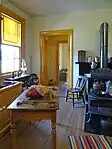 The kitchen and bathroom.