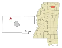 Location of Myrtle, Mississippi