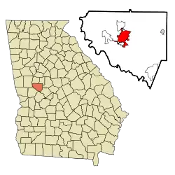 Location in Upson County and the state of Georgia.