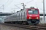 Most of Lisbon's suburban trains (except the Cascais Line services), are in the hands of CP's 2300/2400 Series. Two are here seen on the Linha do Norte, near Santa Iria de Azoia&nbsp;[pt].