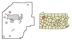 Location of Cooperstown in Venango County, Pennsylvania.