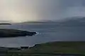 View over Yell Sound at West Yell West Yell and the Ness of Sound are in the foreground