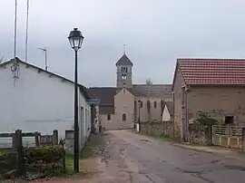 The church and surroundings in Viry