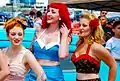 Three women in 1950s revivalist rockabilly clothing (2011)