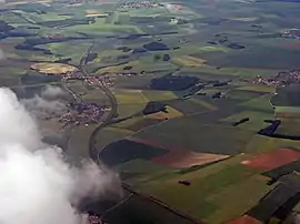 An aerial view of Bacouël and Breteuil-Embranchement railway station