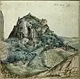 View of the Arco Valley in Tyrol, 1495, watercolour with highlights, 22.3&nbsp;×&nbsp;22.2&nbsp;cm, Louvre, Paris