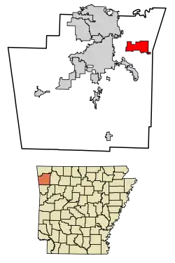 Location of Goshen in Washington County, Arkansas.