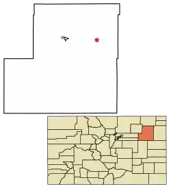 Location of Otis in Washington County, Colorado.