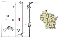 Location of Manawa in Waupaca County, Wisconsin.