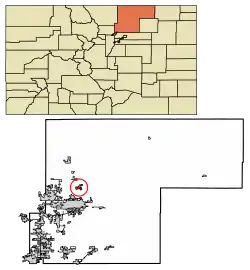 Location of the Town of Eaton in Weld County, Colorado.