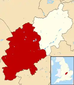 West Northamptonshire shown within Northamptonshire