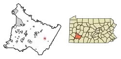 Location of Ligonier in Westmoreland County, Pennsylvania.