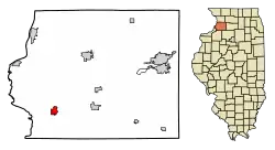 Location of Erie in Whiteside County, Illinois.