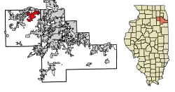 Location of Oswego in Kendall and Will Counties, Illinois