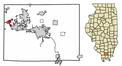 Location of Cambria in Williamson County, Illinois.