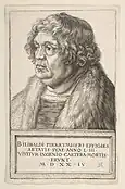 Portrait of Willibald Pirckheimer, 1524, 19&nbsp;×&nbsp;12.4&nbsp;cm (Metropolitan Museum of Art)