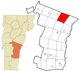 Location in Windsor County and the state of Vermont.