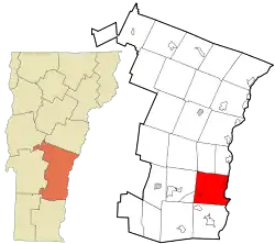 Location in Windsor County and the state of Vermont.