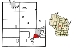 Location of Port Edwards in Wood County, Wisconsin.