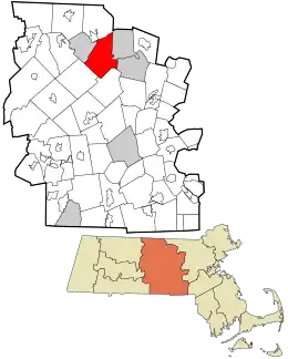 Location in Worcester County and the state of Massachusetts.