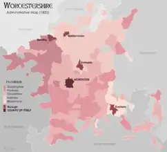 Fig 2: The County of Worcestershire (1832)
