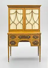 Writing desk; 1790–1810; satinwood, mahogany, tulip poplar, and pine; 153.67 x 90.17 x 51.44&nbsp;cm; Los Angeles County Museum of Art
