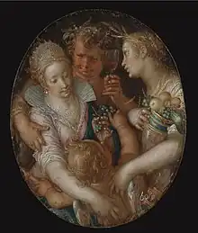 Sine Cerere et Baccho friget Venus, Bacchus, Ceres and Venus, oil on copper, 10.5 x 8.6 cm.
