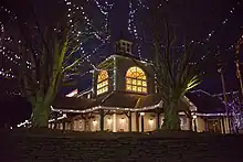 Flagship store illuminated at night