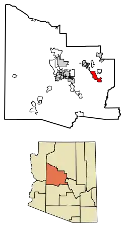 Location of Camp Verde in Yavapai County, Arizona