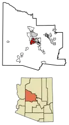 Location of Prescott in Yavapai County, Arizona