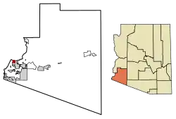 Location of Avenue B and C in Yuma County, Arizona.