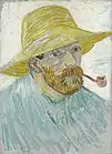 Self-Portrait with Pipe and Straw Hat, Summer 1888Oil on pasteboard, 42 × 31&nbsp;cmVan Gogh Museum, Amsterdam (F524)