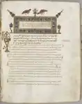 Page of the Gospel Book with Commentaries: Portrait of Mark; 1000–1100; ink, tempera, gold, vellum and leather binding; sheet: 28 × 23&nbsp;cm; Cleveland Museum of Art (Cleveland, Ohio, US)